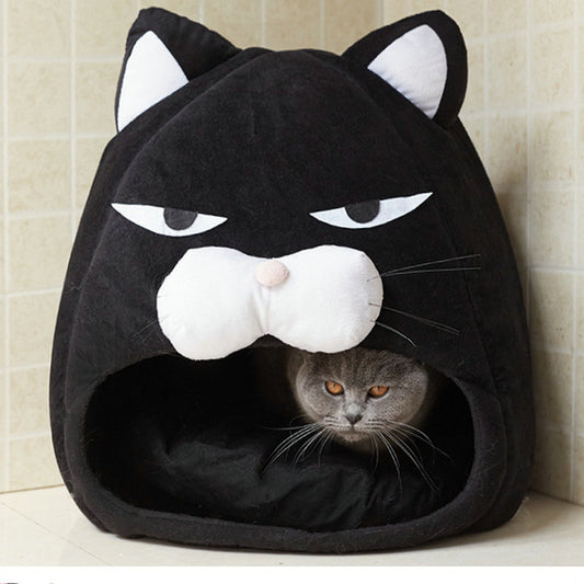 Black Cat Shaped Cozy Pet Bed