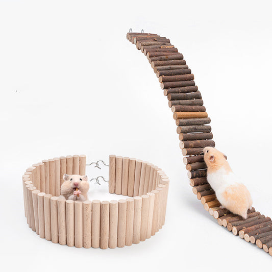 Flexible Wooden Fence - Flexible Hamster Wooden Bridge Door Fence Hamster Chew Toys Decor Standing Climbing Platform